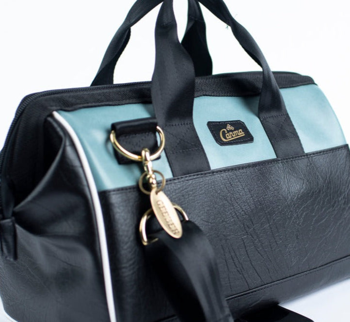 Carma Gearbag in Blue Mist Upcycled Car Trim Remnant