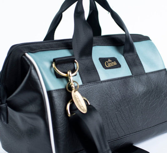 Carma Gearbag in Blue Mist Upcycled Car Trim Remnant