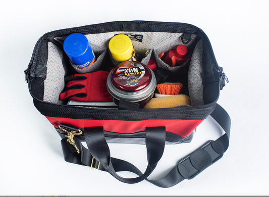 Carma Gearbag in Racing Red Upcycled Car Trim Remnant