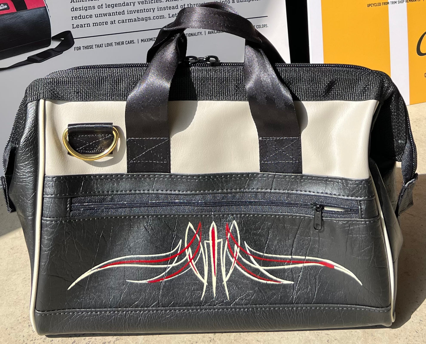 Killer Designs By Darin Pinstriped Carma GearBag -- Upcycled Car Trim Remnant