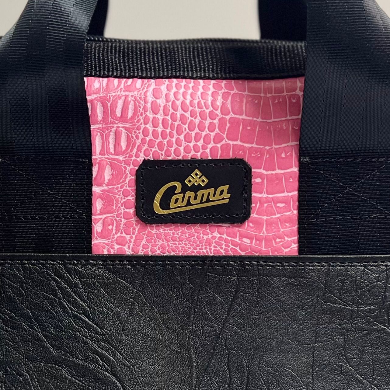 Carma Gearbag Pink Lizard Texture Upcycled Car Trim Remnant