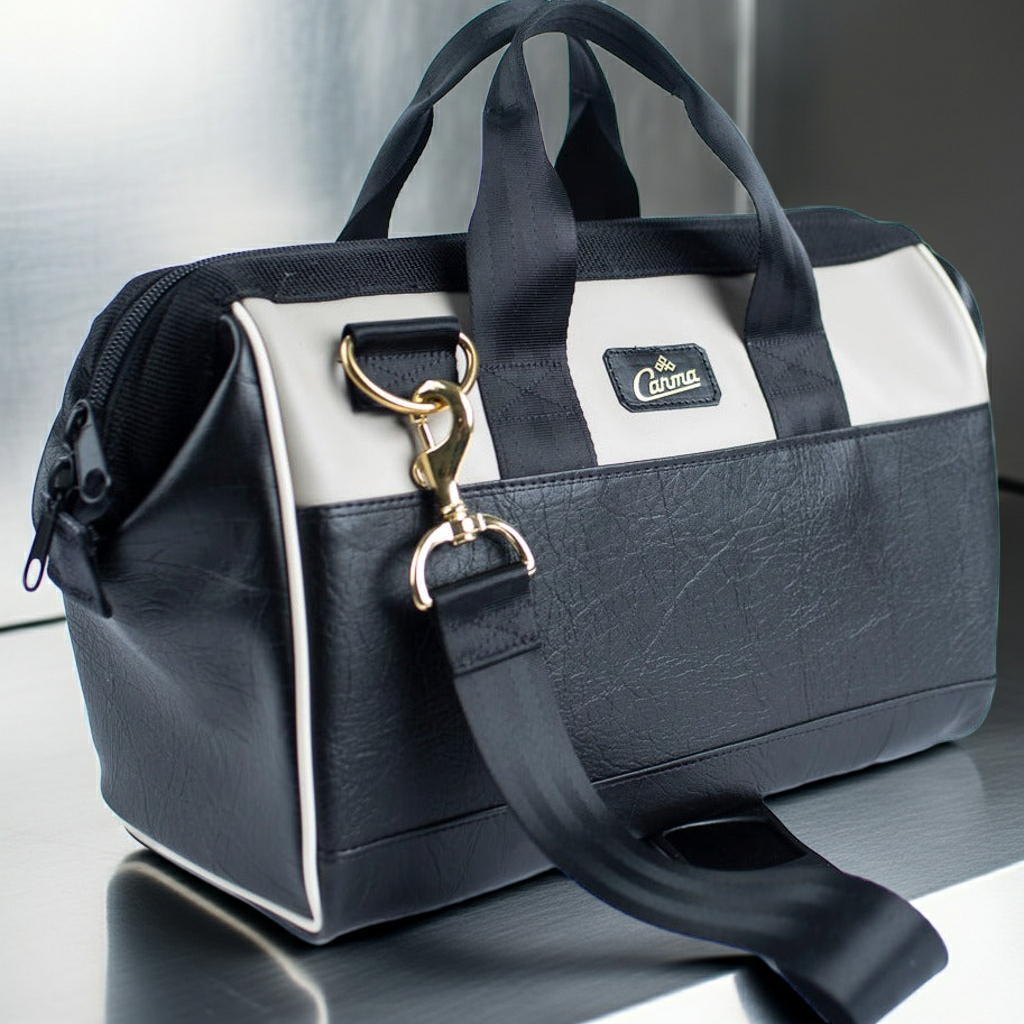 Carma Gearbag in Grey Sage Upcycled Car Trim Remnant